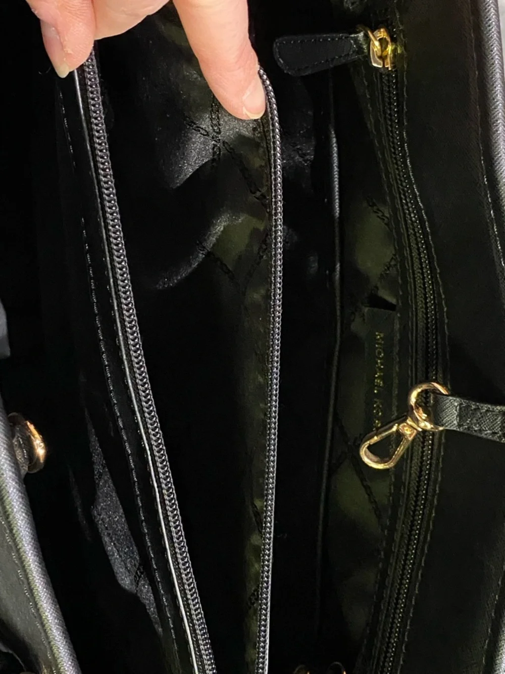 Michael Kors Black Leather Tote with Gold Hardware - Picture 9 of 13